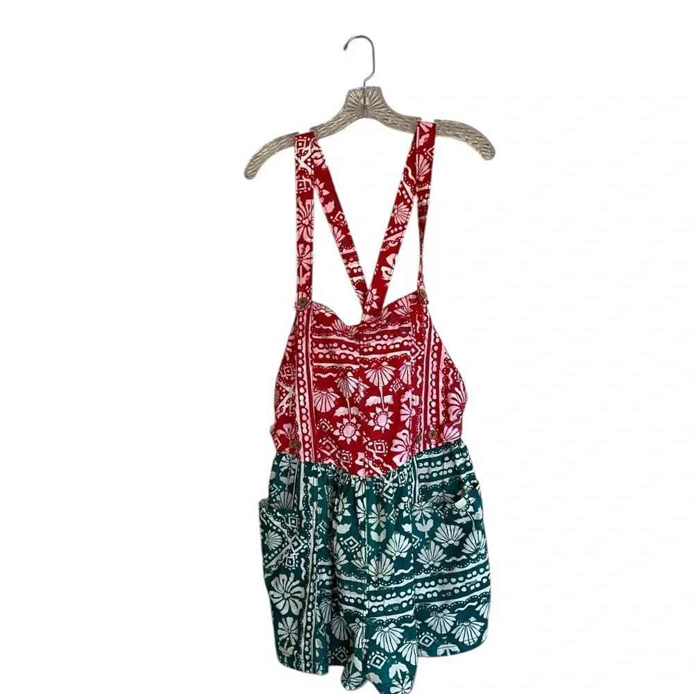 NEW  Free People Women's Red Palm Bay Printed Shortalls